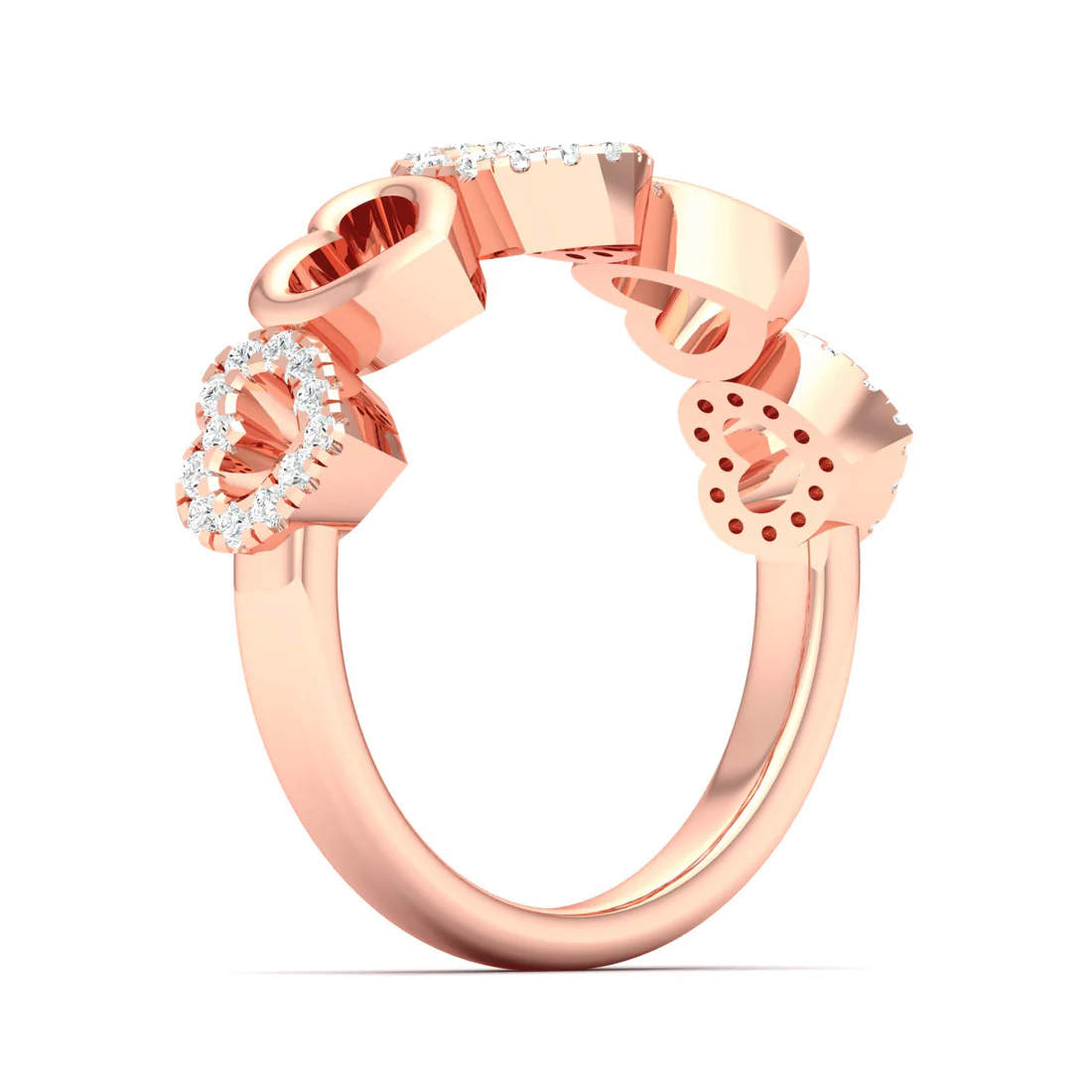 0.20Ctw Lab Grown Diamond Heart Fashion Stackable Wedding Band