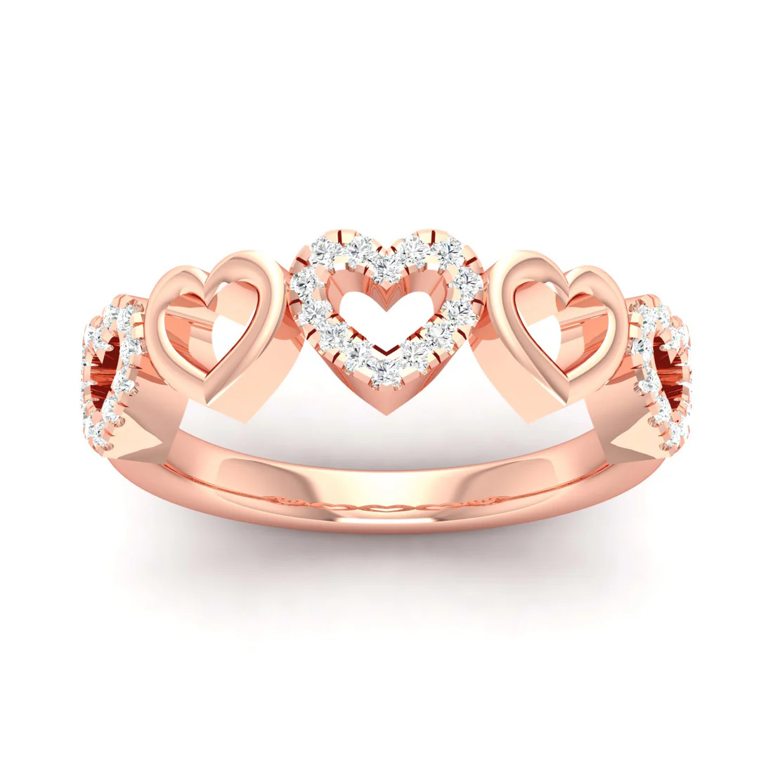 0.20Ctw Lab Grown Diamond Heart Fashion Stackable Wedding Band