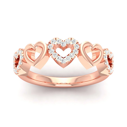 0.20Ctw Lab Grown Diamond Heart Fashion Stackable Wedding Band