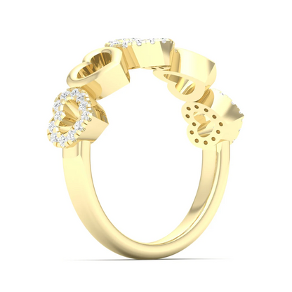 0.20Ctw Lab Grown Diamond Heart Fashion Stackable Wedding Band