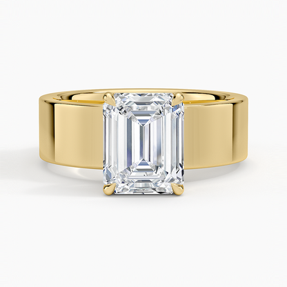 2CT Emerald Lab Grown Diamond Gold Solitaire Ring