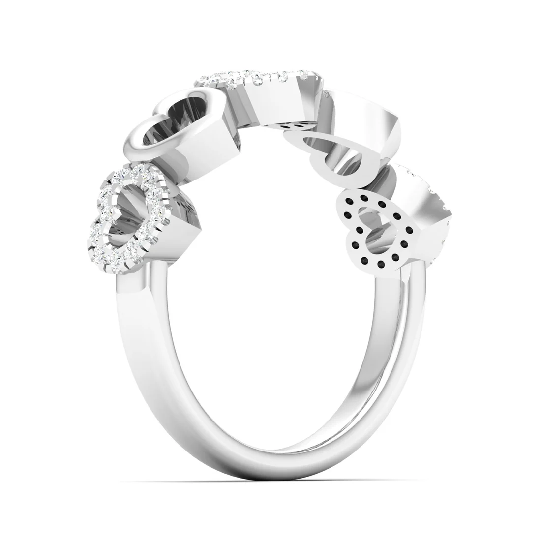 0.20Ctw Lab Grown Diamond Heart Fashion Stackable Wedding Band