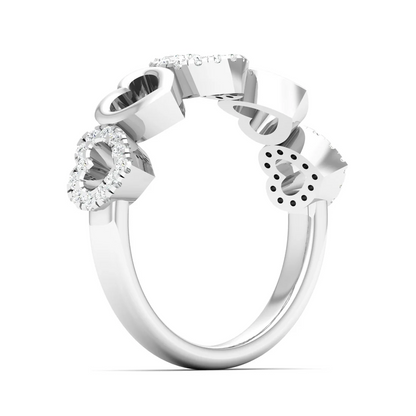 0.20Ctw Lab Grown Diamond Heart Fashion Stackable Wedding Band