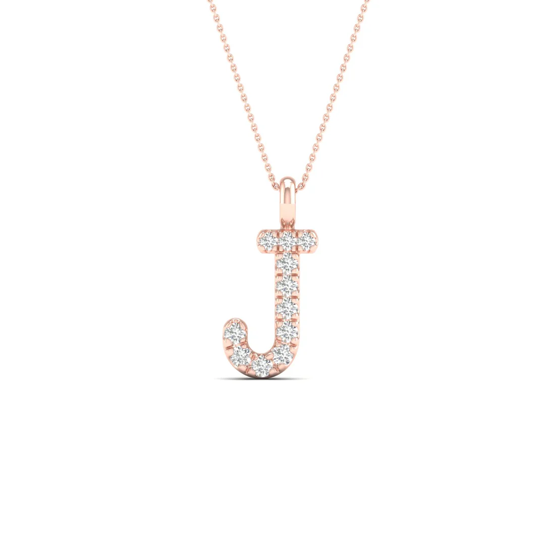 0.05 CTW Lab Grown Diamond J Letter Pendant