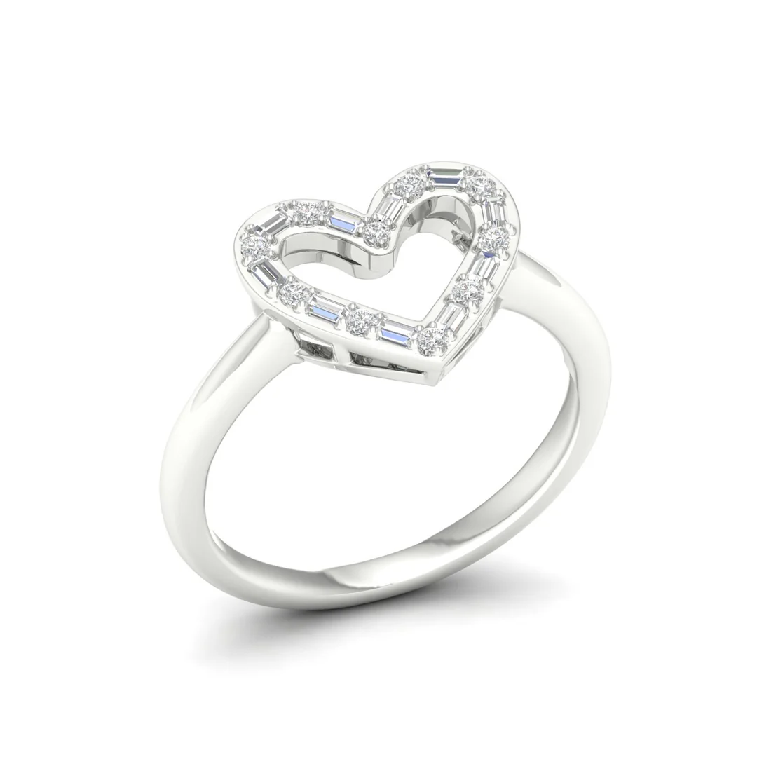 0.25Ctw Heart Baguette Round Lab Grown Diamond Wedding Band