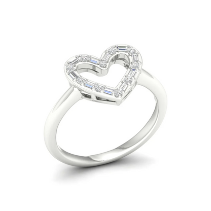 0.25Ctw Heart Baguette Round Lab Grown Diamond Wedding Band