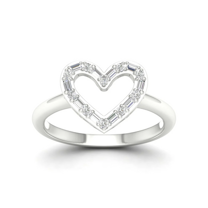 0.25Ctw Heart Baguette Round Lab Grown Diamond Wedding Band