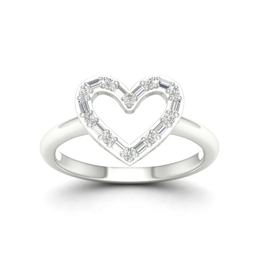 0.25Ctw Heart Baguette Round Lab Grown Diamond Wedding Band