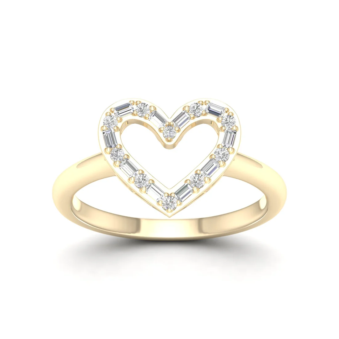 0.25Ctw Heart Baguette Round Lab Grown Diamond Wedding Band