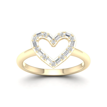 0.25Ctw Heart Baguette Round Lab Grown Diamond Wedding Band