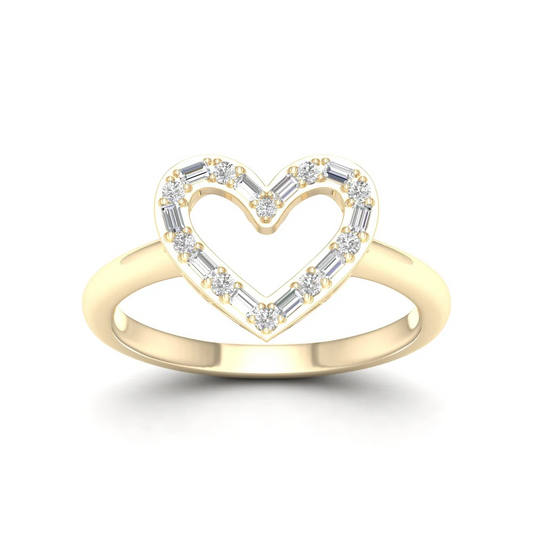 0.25Ctw Heart Baguette Round Lab Grown Diamond Wedding Band