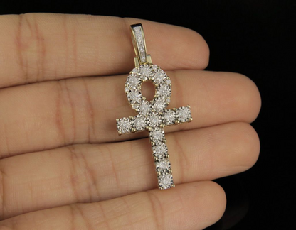 Iced Out 1.5 Inch Lab Grown Diamond Ankh Cross Pendant