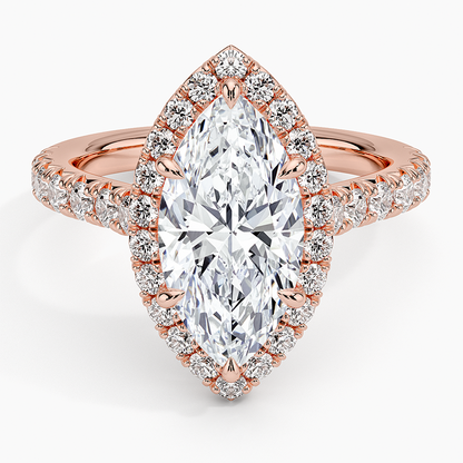 21/2 CT Marquise Lab Grown Diamond Gold Halo Engagement Ring
