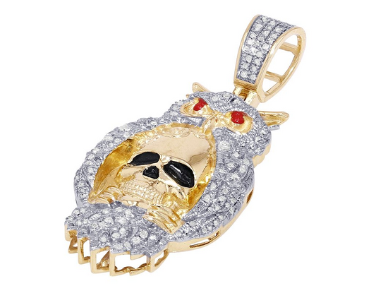 0.51 CTW Lab Grown Diamond 10K Gold Owl-Skeleton Pendant