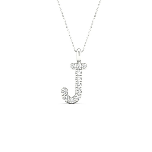 0.05 CTW Lab Grown Diamond J Letter Pendant