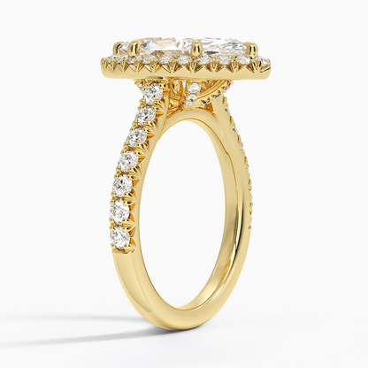 21/2 CT Marquise Lab Grown Diamond Gold Halo Engagement Ring