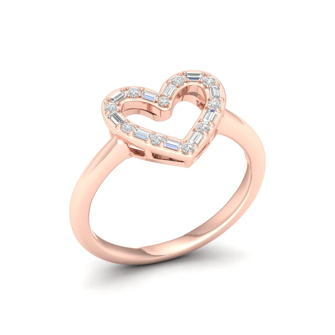 0.25Ctw Heart Baguette Round Lab Grown Diamond Wedding Band