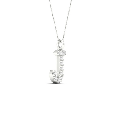 0.05 CTW Lab Grown Diamond J Letter Pendant