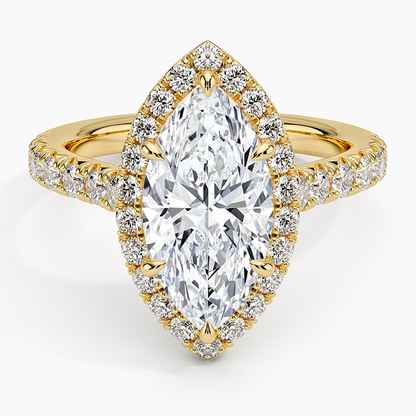 21/2 CT Marquise Lab Grown Diamond Gold Halo Engagement Ring