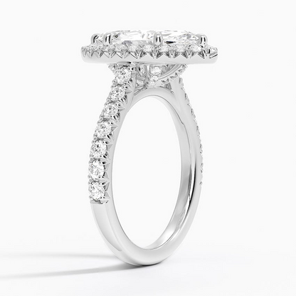 21/2 CT Marquise Lab Grown Diamond Gold Halo Engagement Ring