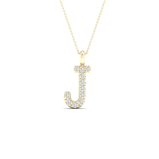 0.05 CTW Lab Grown Diamond J Letter Pendant