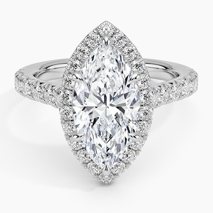 21/2 CT Marquise Lab Grown Diamond Gold Halo Engagement Ring