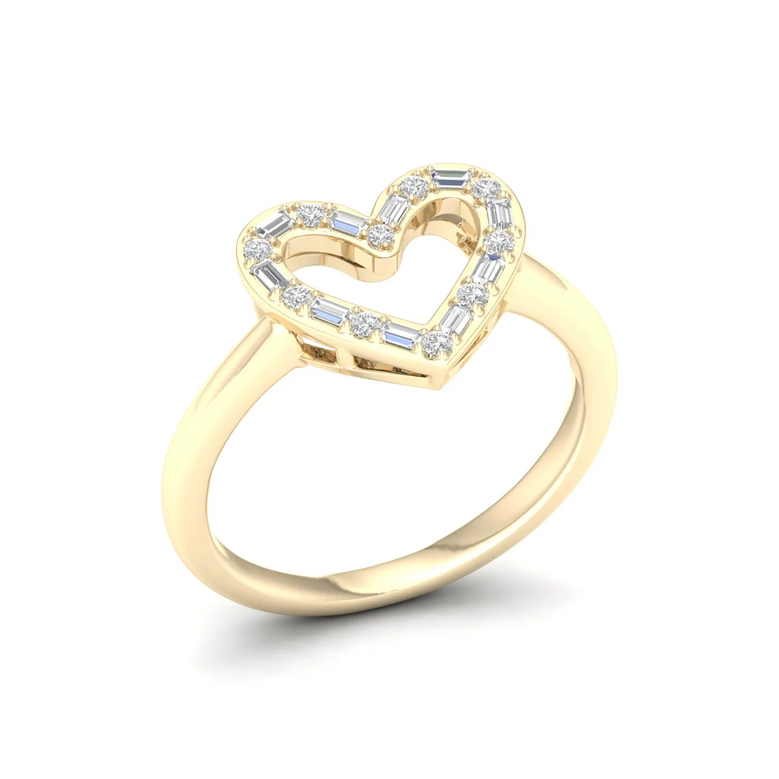 0.25Ctw Heart Baguette Round Lab Grown Diamond Wedding Band