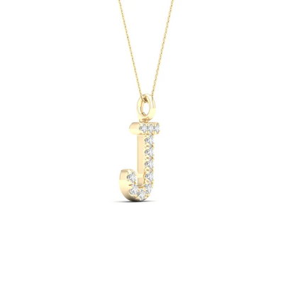 0.05 CTW Lab Grown Diamond J Letter Pendant