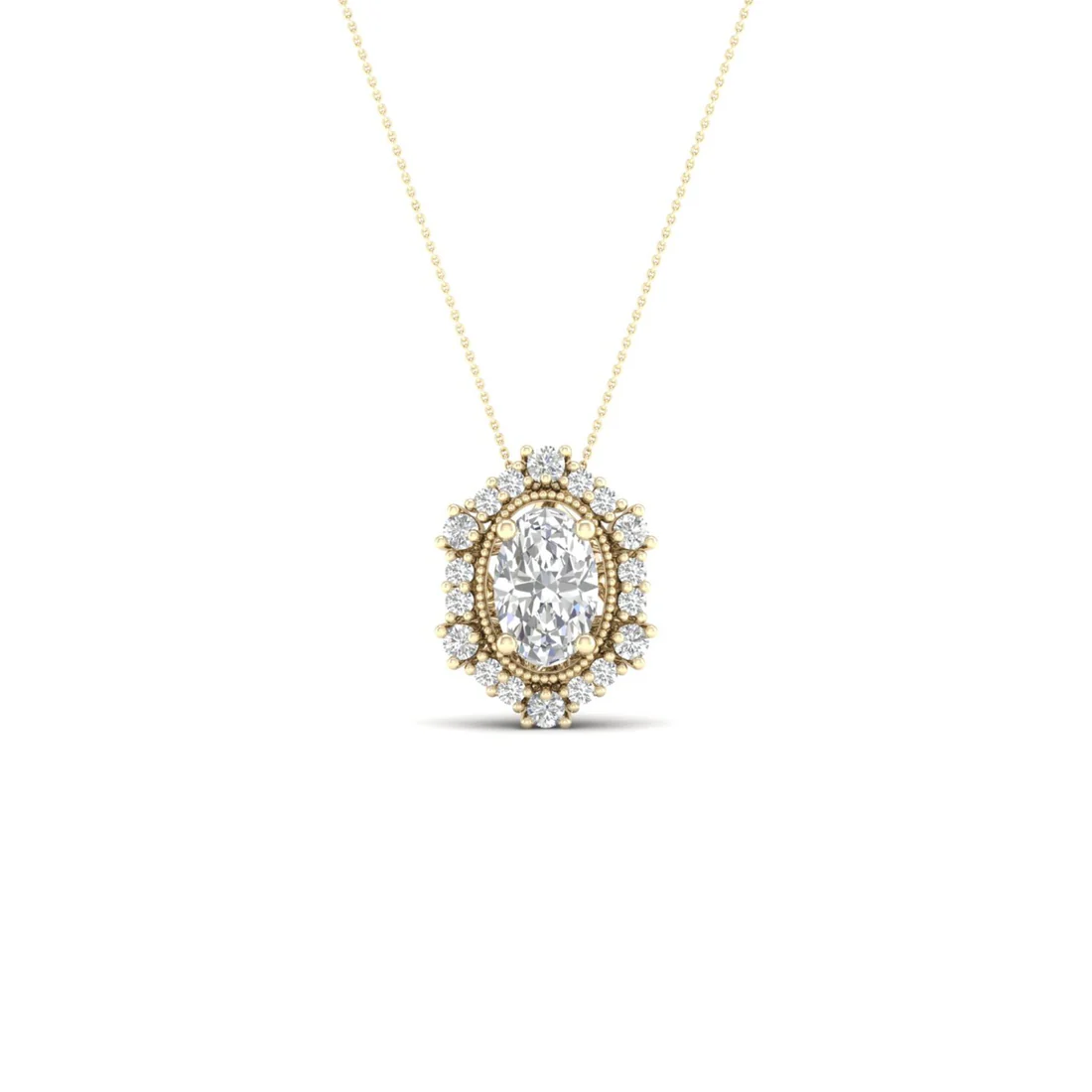 0.50 CTW Lab Grown Diamond Oval Halo Pendant