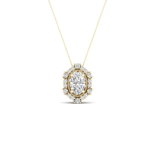 0.50 CTW Lab Grown Diamond Oval Halo Pendant