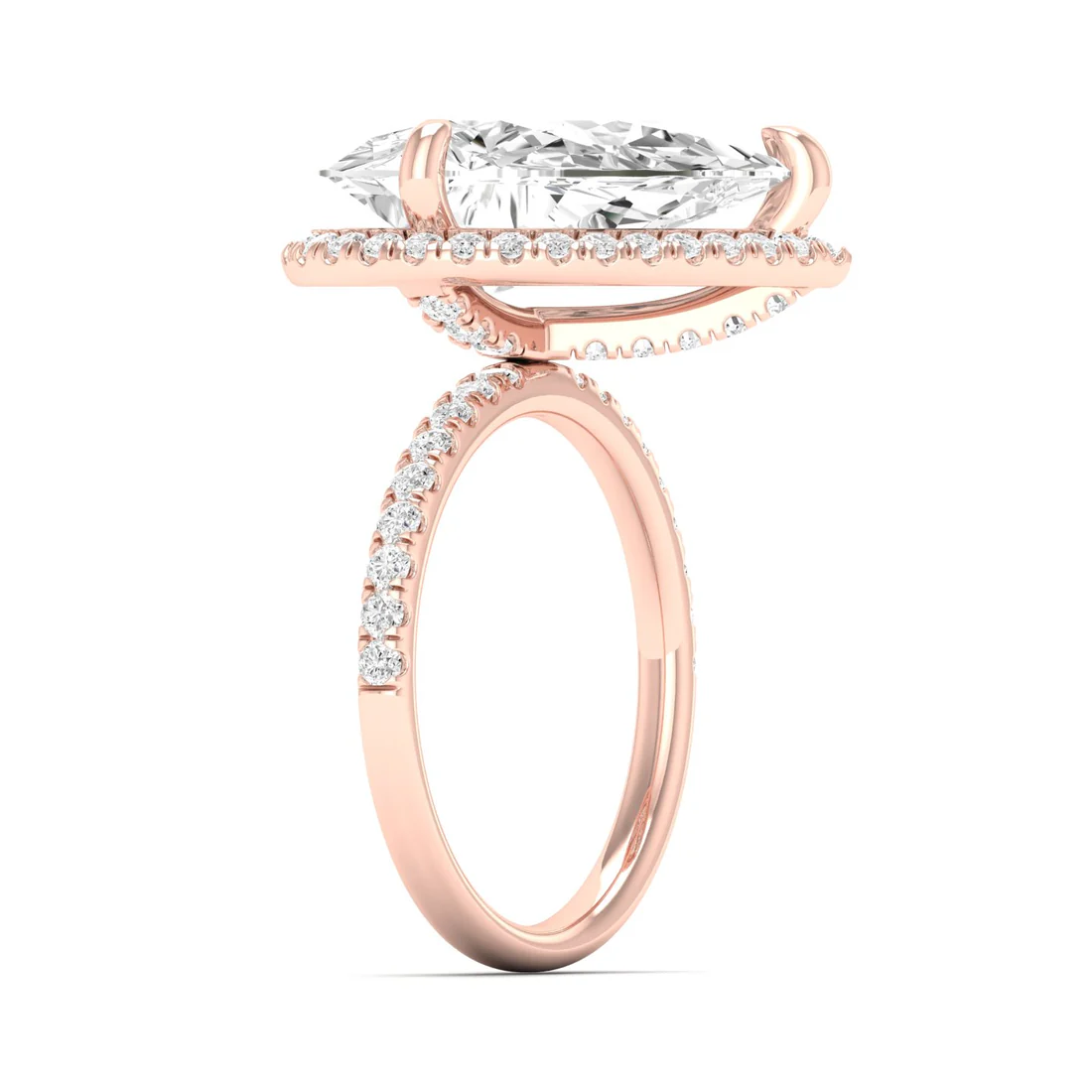 5.60 CTW Pear Lab Grown Diamond Offset Halo Engagement Ring