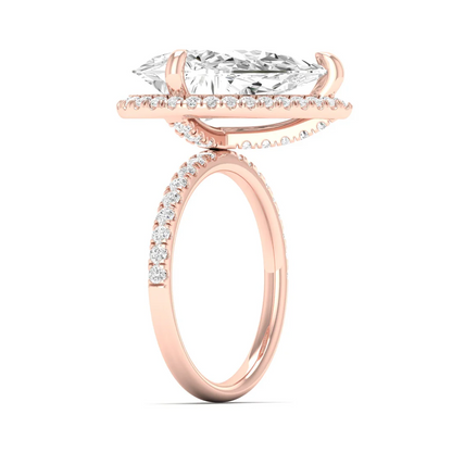 5.60 CTW Pear Lab Grown Diamond Offset Halo Engagement Ring