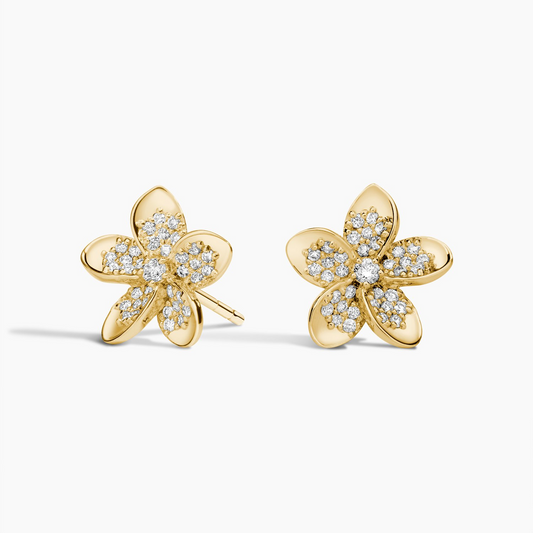 1/4 CTW Plumeria Lab Grown Diamond Stud Earrings