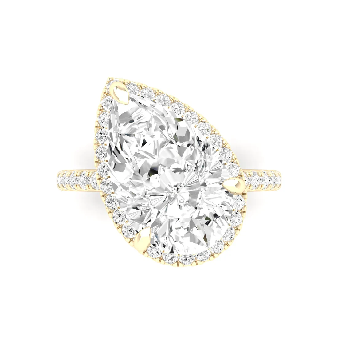 5.60 CTW Pear Lab Grown Diamond Offset Halo Engagement Ring