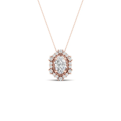 0.50 CTW Lab Grown Diamond Oval Halo Pendant