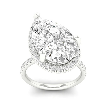 5.60 CTW Pear Lab Grown Diamond Offset Halo Engagement Ring