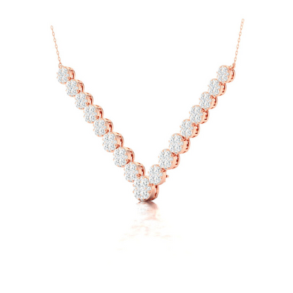 2.96CTW Chevron Cluster Lab Grown Diamond Necklace