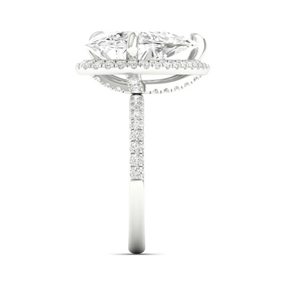5.60 CTW Pear Lab Grown Diamond Offset Halo Engagement Ring