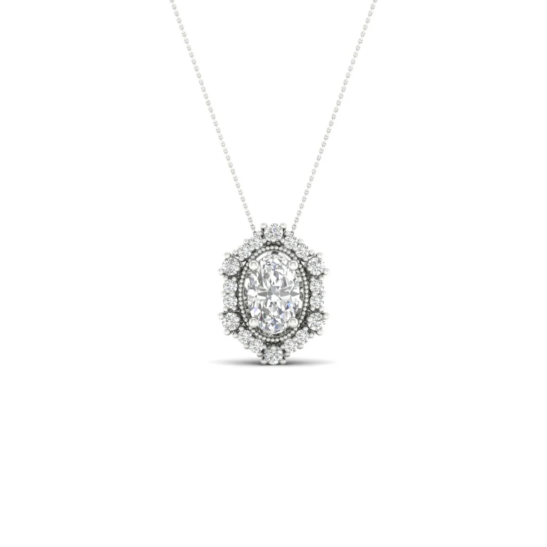 0.50 CTW Lab Grown Diamond Oval Halo Pendant