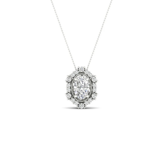 0.50 CTW Lab Grown Diamond Oval Halo Pendant