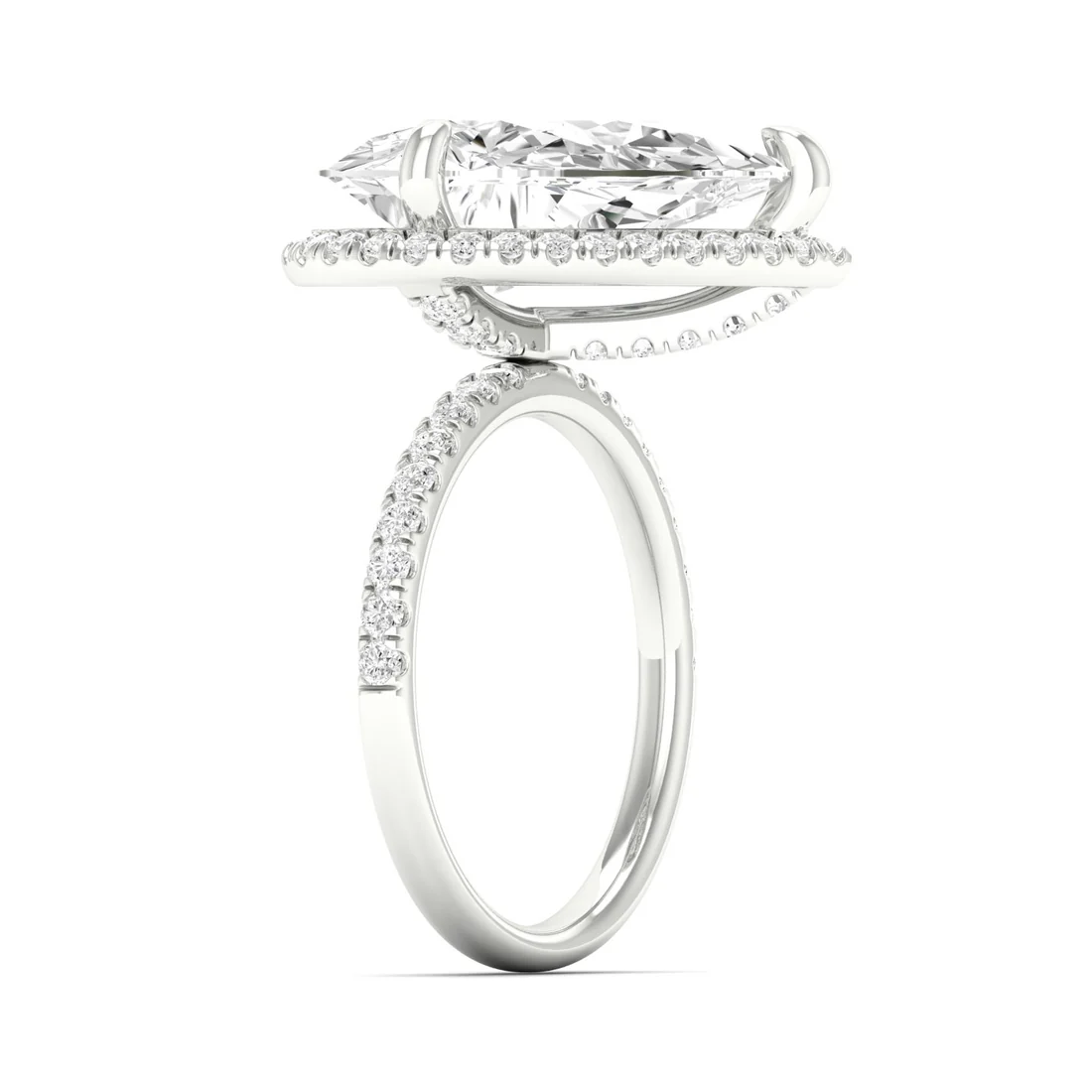 5.60 CTW Pear Lab Grown Diamond Offset Halo Engagement Ring