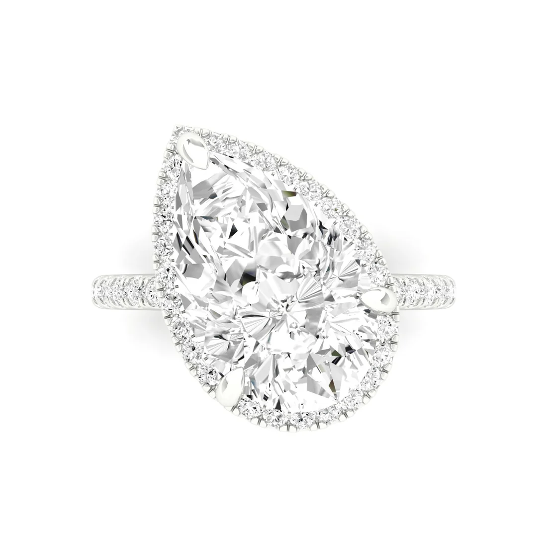5.60 CTW Pear Lab Grown Diamond Offset Halo Engagement Ring