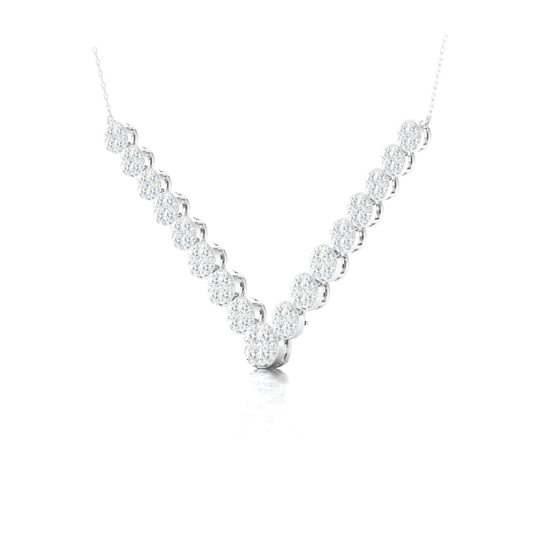2.96CTW Chevron Cluster Lab Grown Diamond Necklace