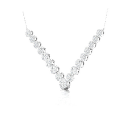 2.96CTW Chevron Cluster Lab Grown Diamond Necklace