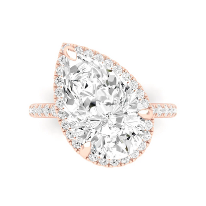 5.60 CTW Pear Lab Grown Diamond Offset Halo Engagement Ring