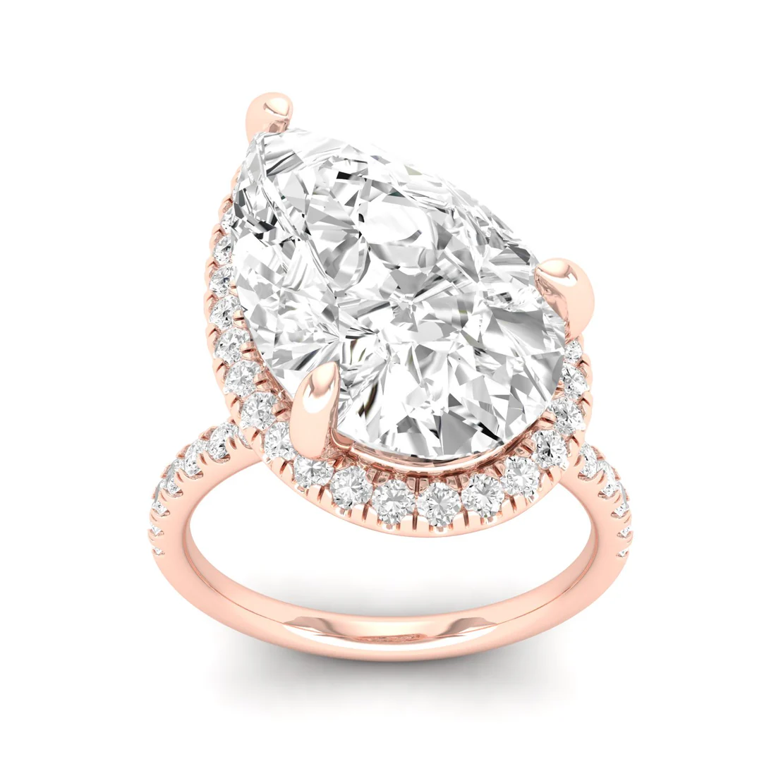 5.60 CTW Pear Lab Grown Diamond Offset Halo Engagement Ring
