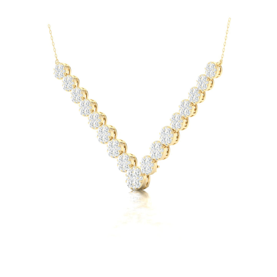 2.96CTW Chevron Cluster Lab Grown Diamond Necklace