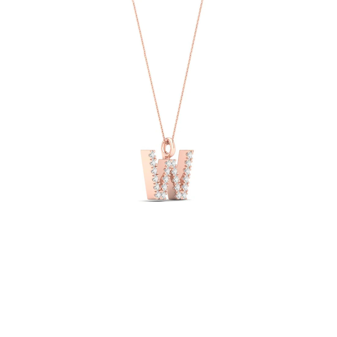 0.090CTW Lab Grown Diamond W Letter Pendant