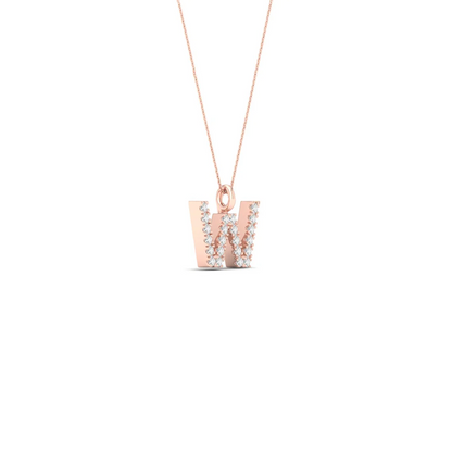 0.090CTW Lab Grown Diamond W Letter Pendant