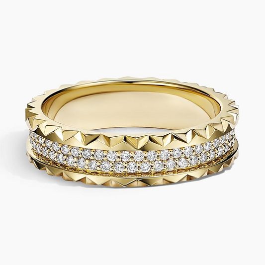 0.64CTW 14K Yellow Gold lab Grown Diamond Trendy Wedding Band